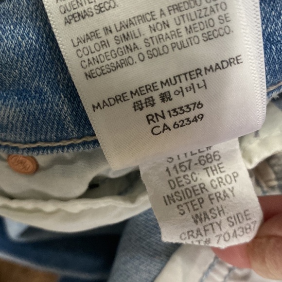 MOTHER THE INSIDER CROP STEP FRAY IN CRAFTY SIDE EMBROIDERED LIGHT WASH HI RISE - Picture 16 of 16